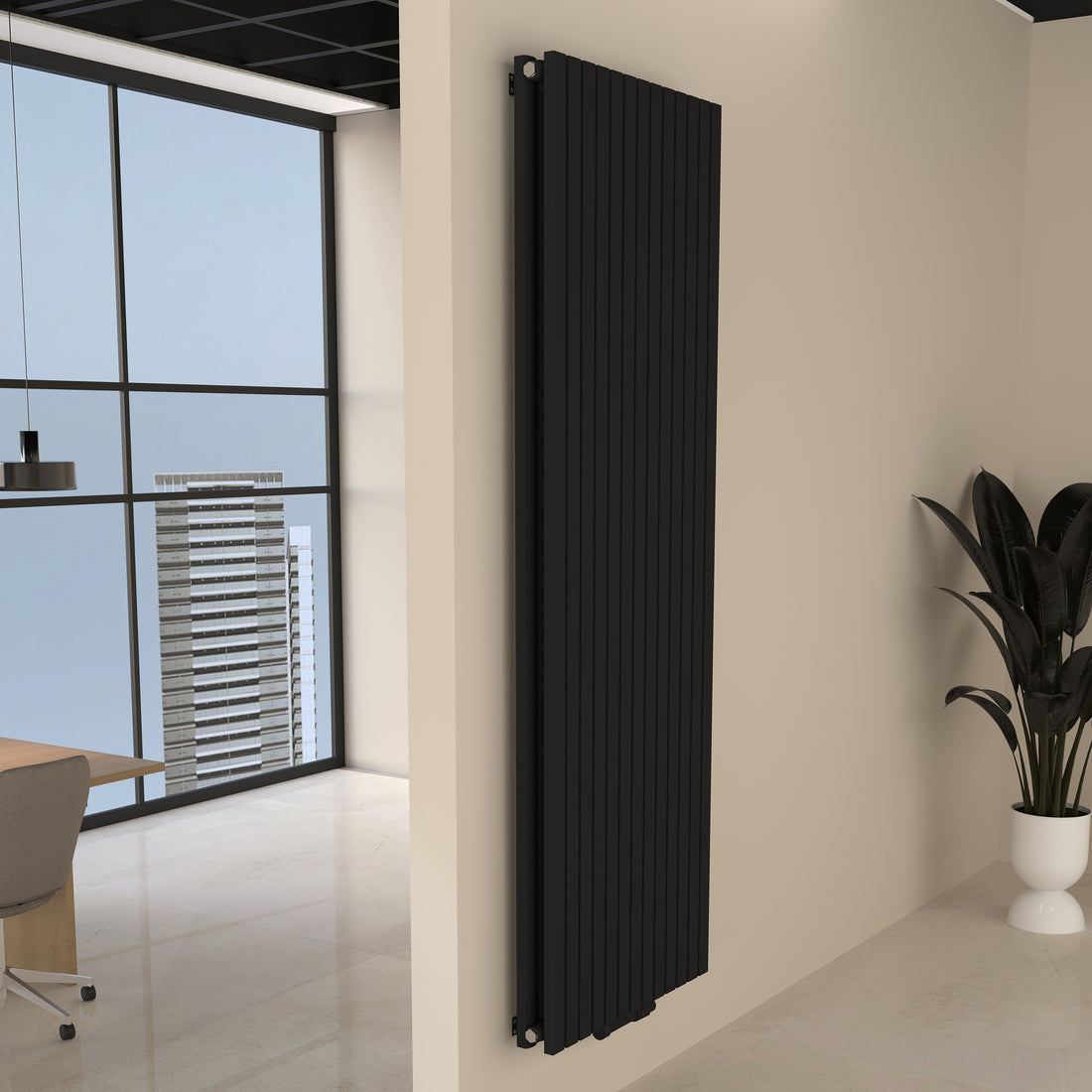 Paneelheizkörper Flachheizkörper Vertikal Doppellagig Schwarz FLORA