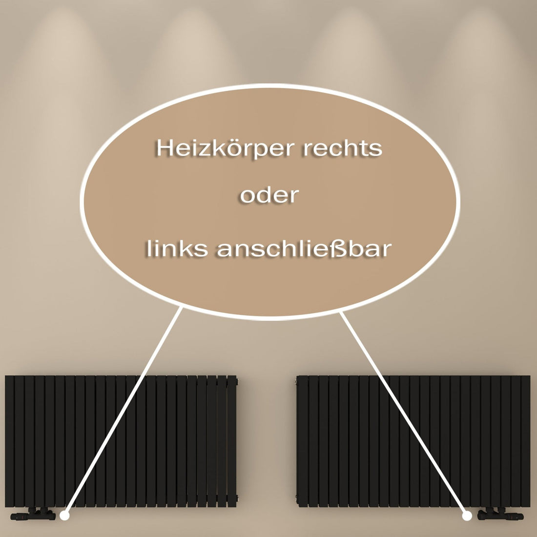 Paneelheizkörper Designheizkörper Horizontal Doppellagig Schwarz FLORA