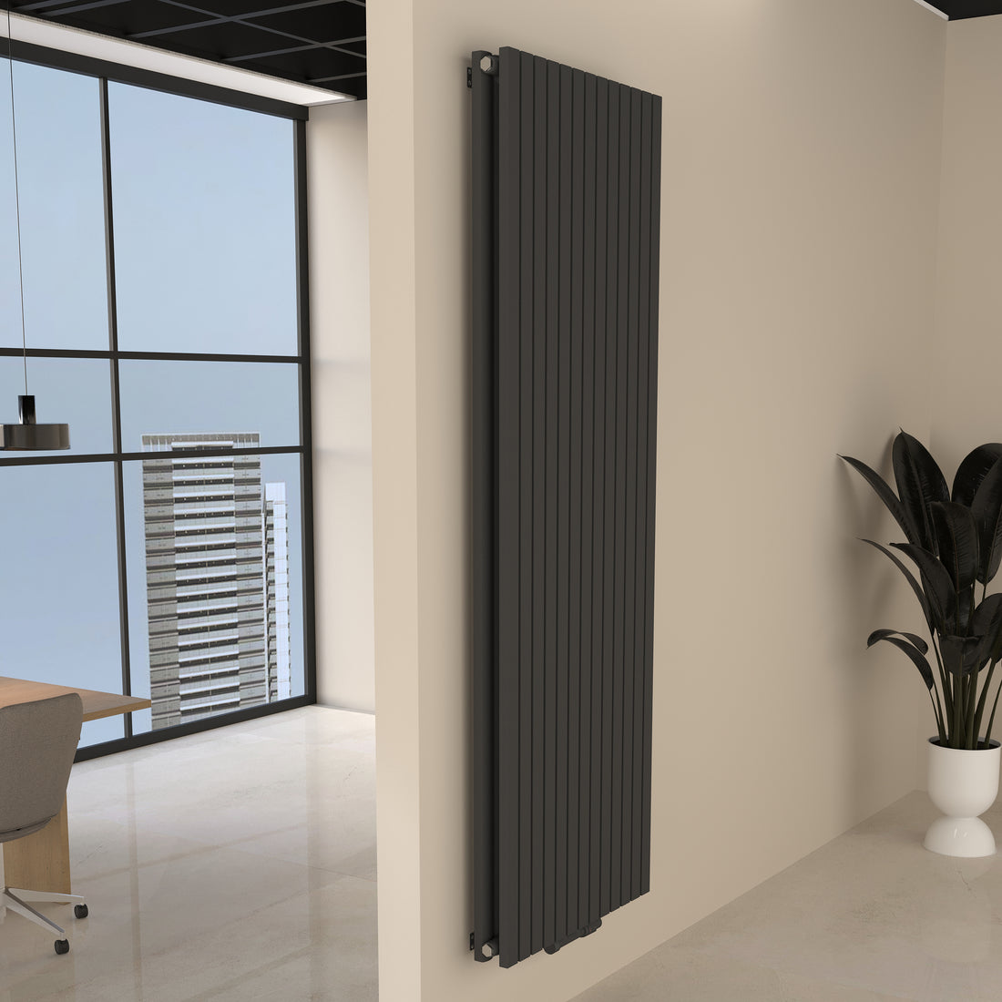 Paneelheizkörper Flachheizkörper Vertikal Doppellagig Anthrazit  FLORA