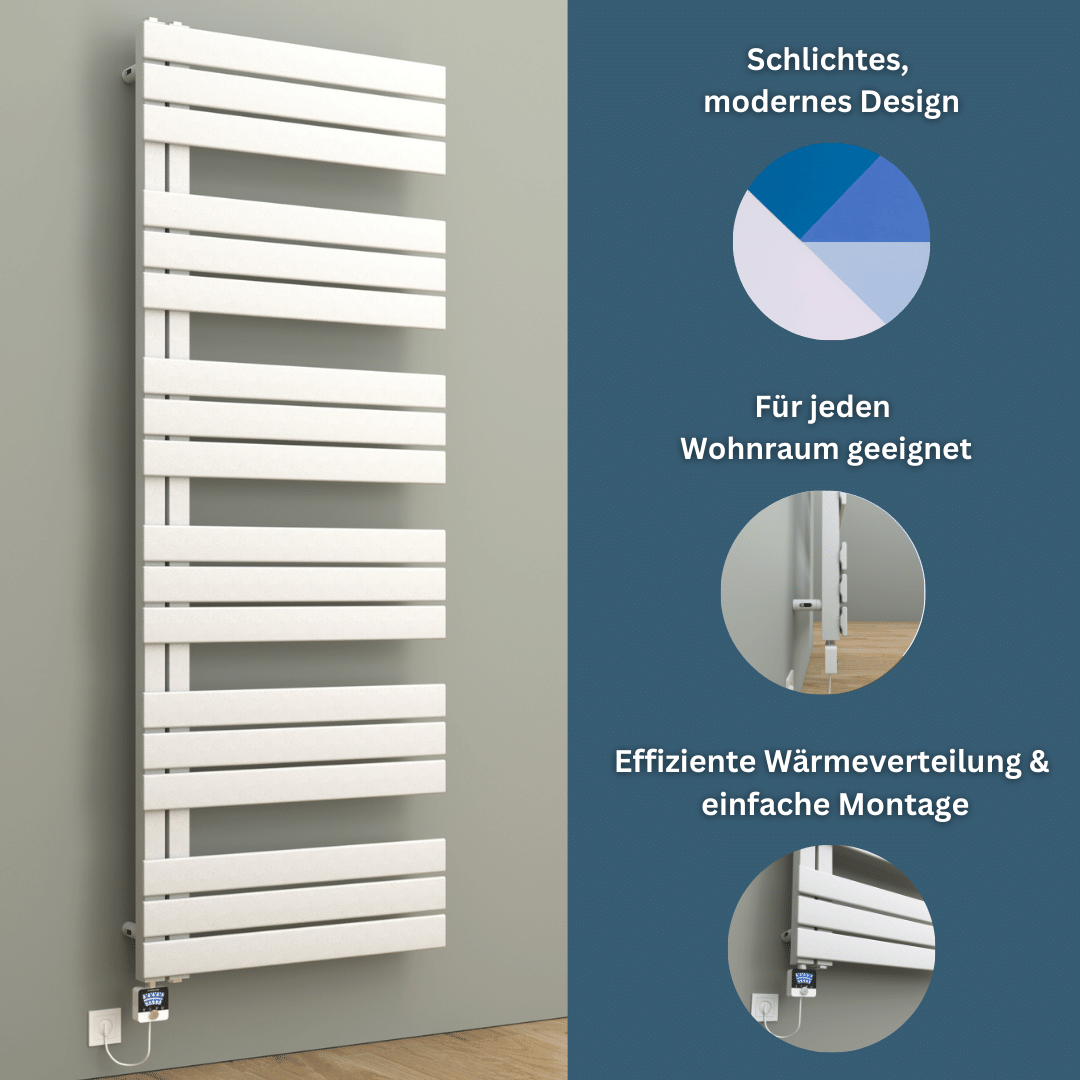 Elektrische Badheizkörper Handtuchheizkörper Weiß ELANOR - seitlich offen