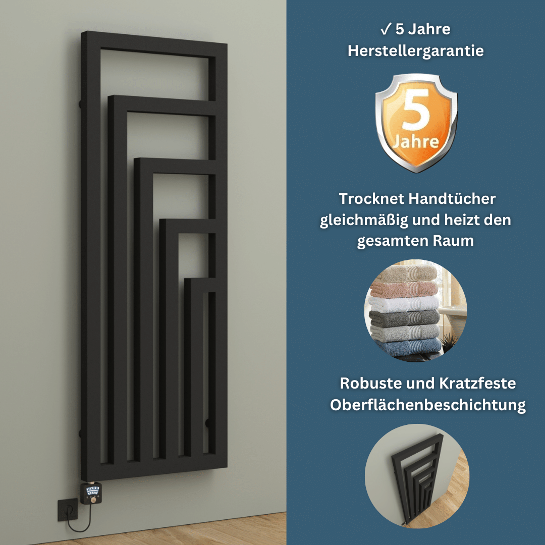 Elektrische Badheizkörper Handtuchheizkörper Schwarz TWISTER