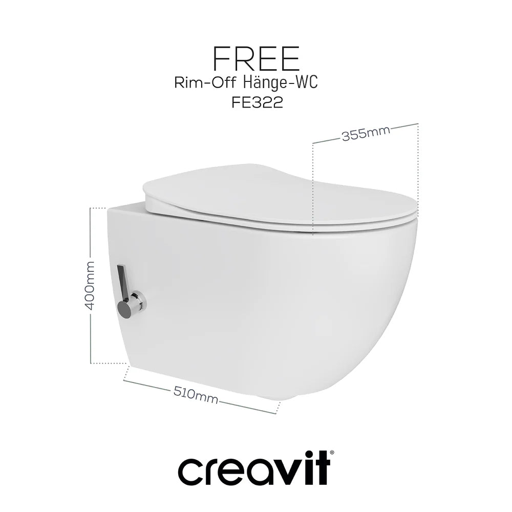 CREAVIT FE322 WC Spülrandlos + Soft-Close | Bidet-Funktion | Warm-/Kaltwasser