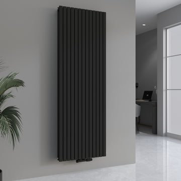 Design Paneelheizkörper Vertikal Doppellagig Schwarz FLORA