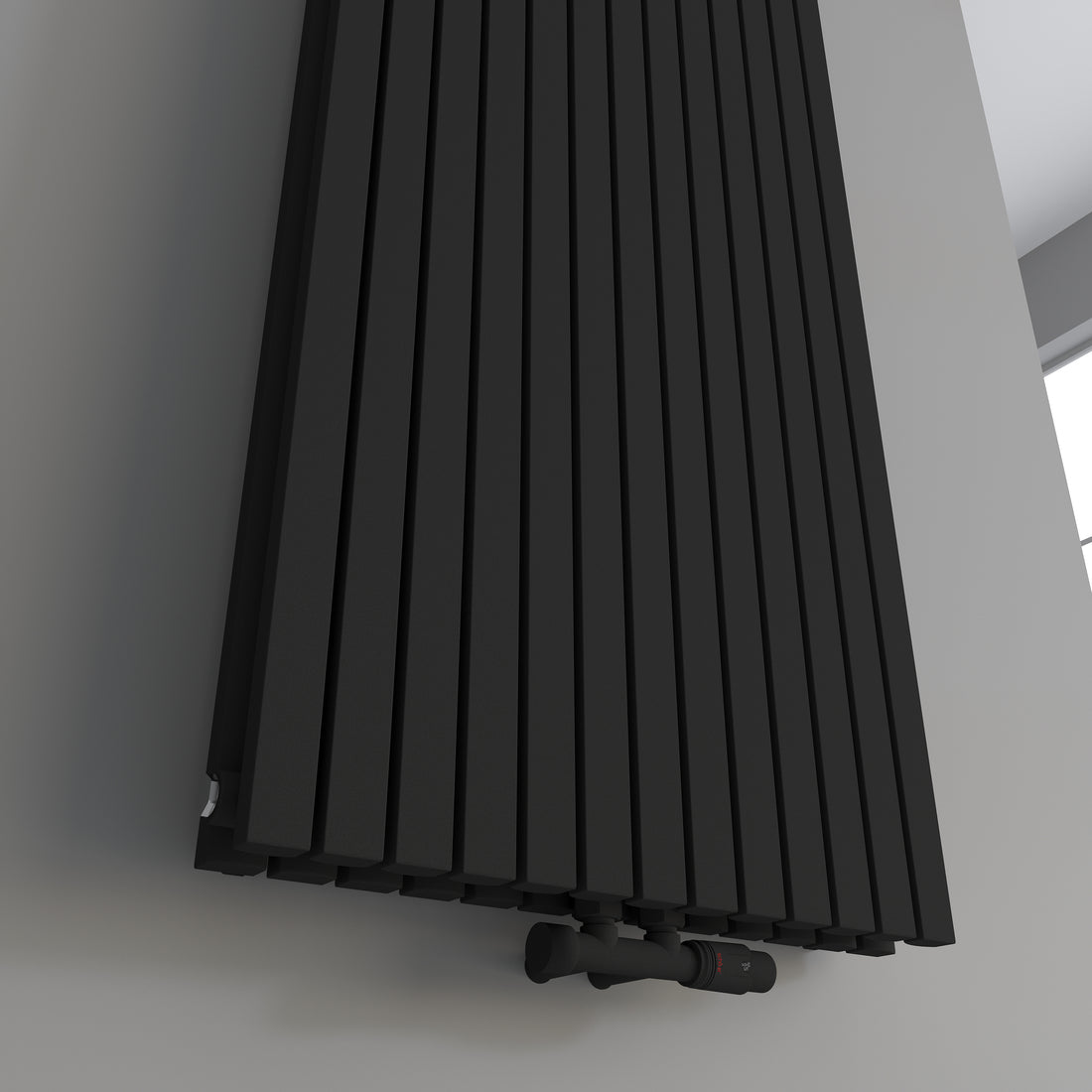 Design Paneelheizkörper Vertikal Doppellagig Schwarz FLORA