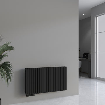Paneelheizkörper Designheizkörper Horizontal Doppellagig Schwarz FLORA
