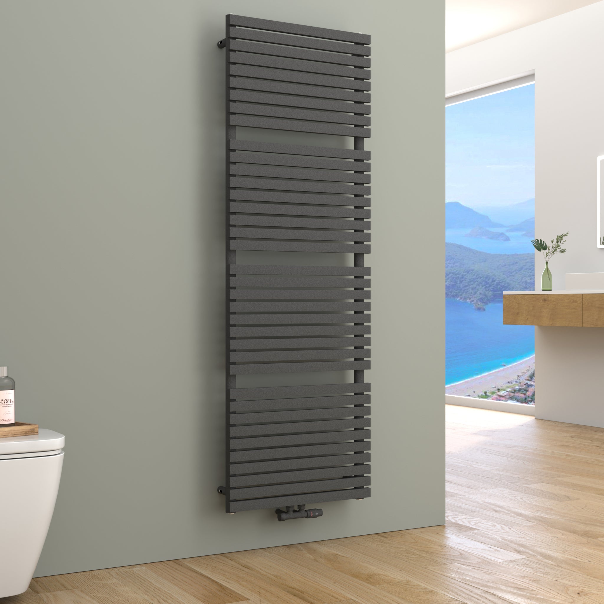 Badheizkörper Handtuchwärmer Paneelheizkörper 1350 Watt FLORA Anthrazit